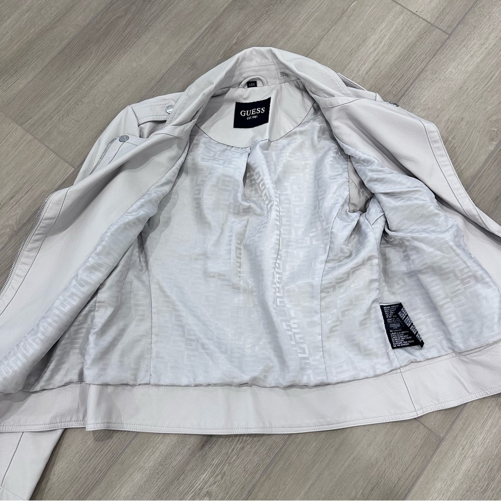 GUESS faux vegan leather jacket large light grey - Picture 7 of 10